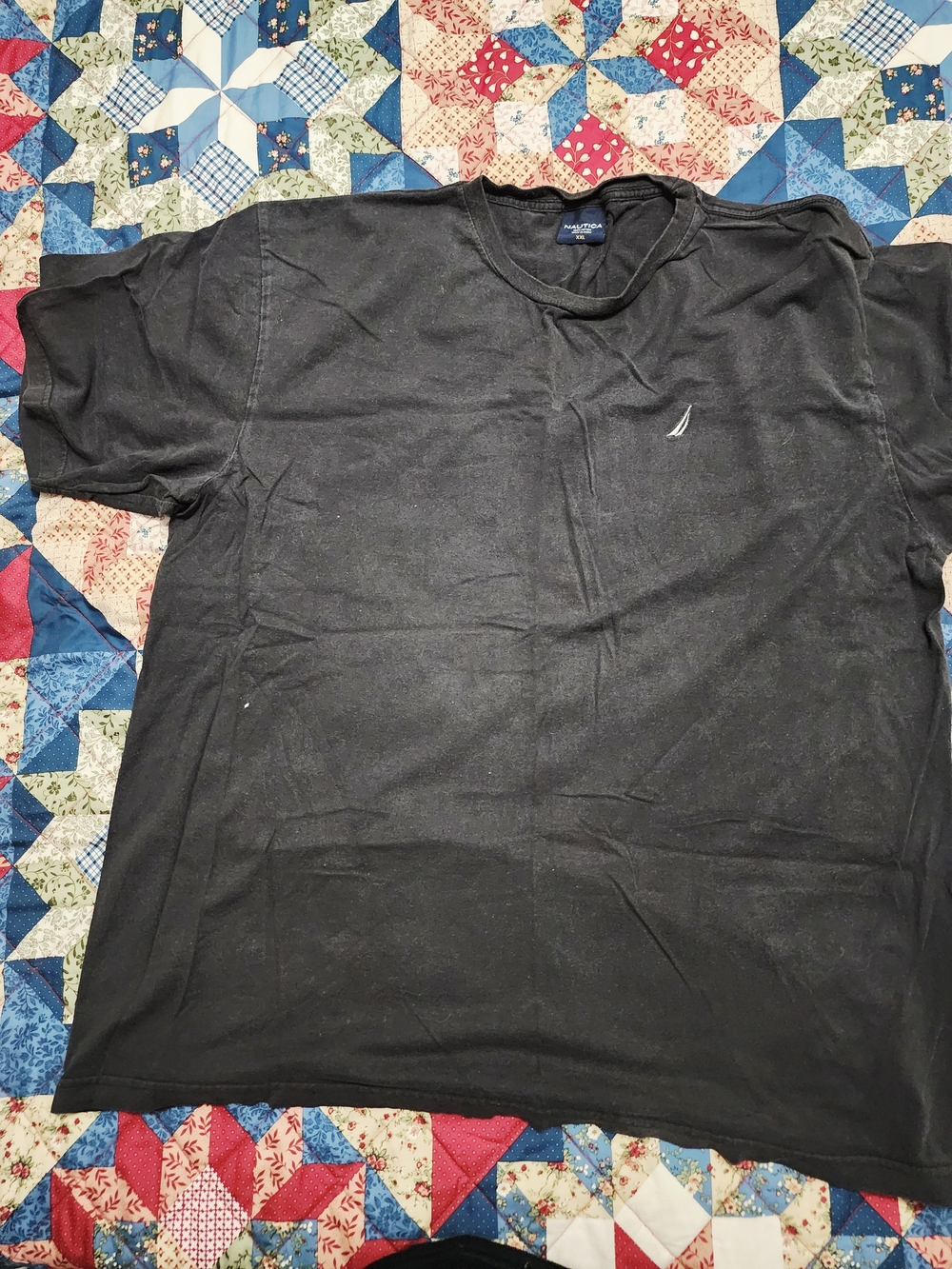 Nautica Men's Black Crewneck Tee with Small Sail Logo
